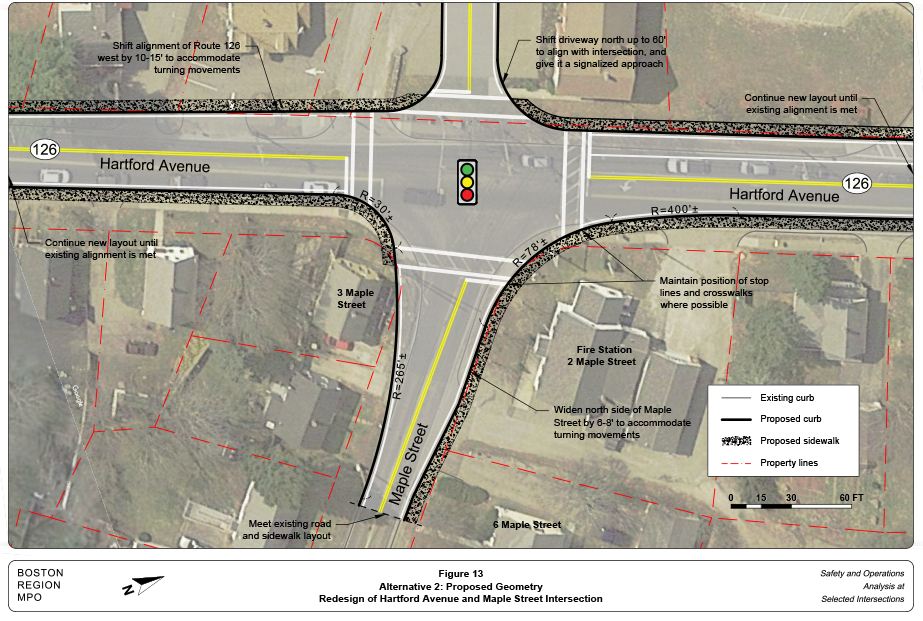 FIGURE 13. Alternative 2: Proposed Geometry
Figure 13 shows the improvements recommended in Alternative 2.
FIGURE 13. Alternative 2: Proposed Geometry
Figure 13 shows the improvements recommended in Alternative 2.